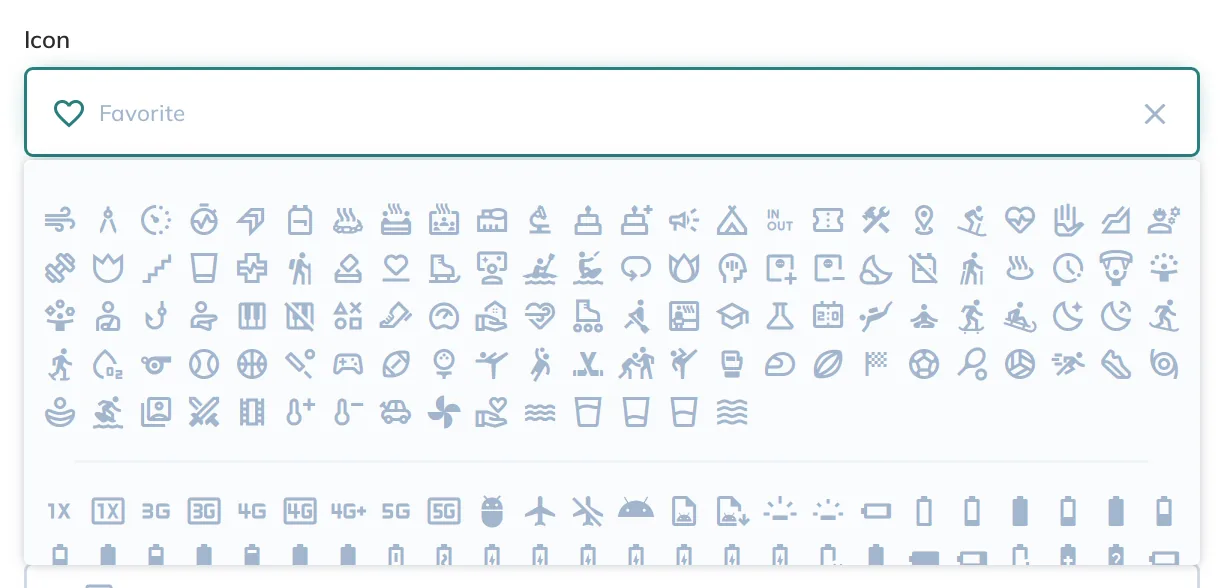 A select input with a dropdown grid of icon choices.