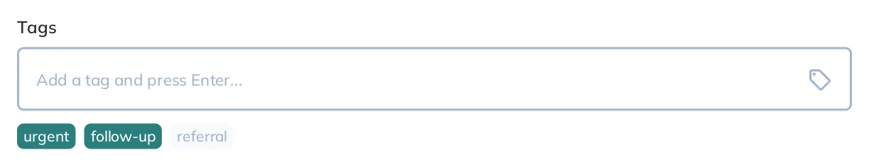 A standard form text input where user can select, add, and remove tags.