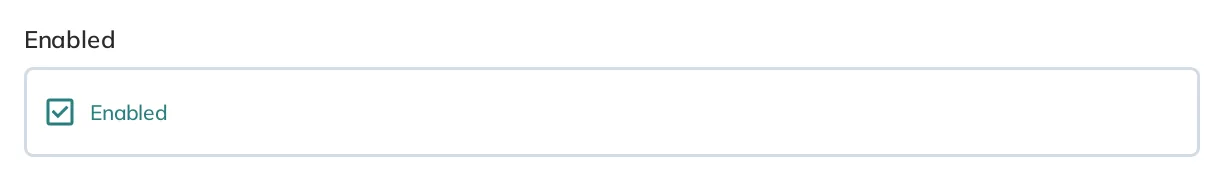 A toggle form input with label named "Enabled"