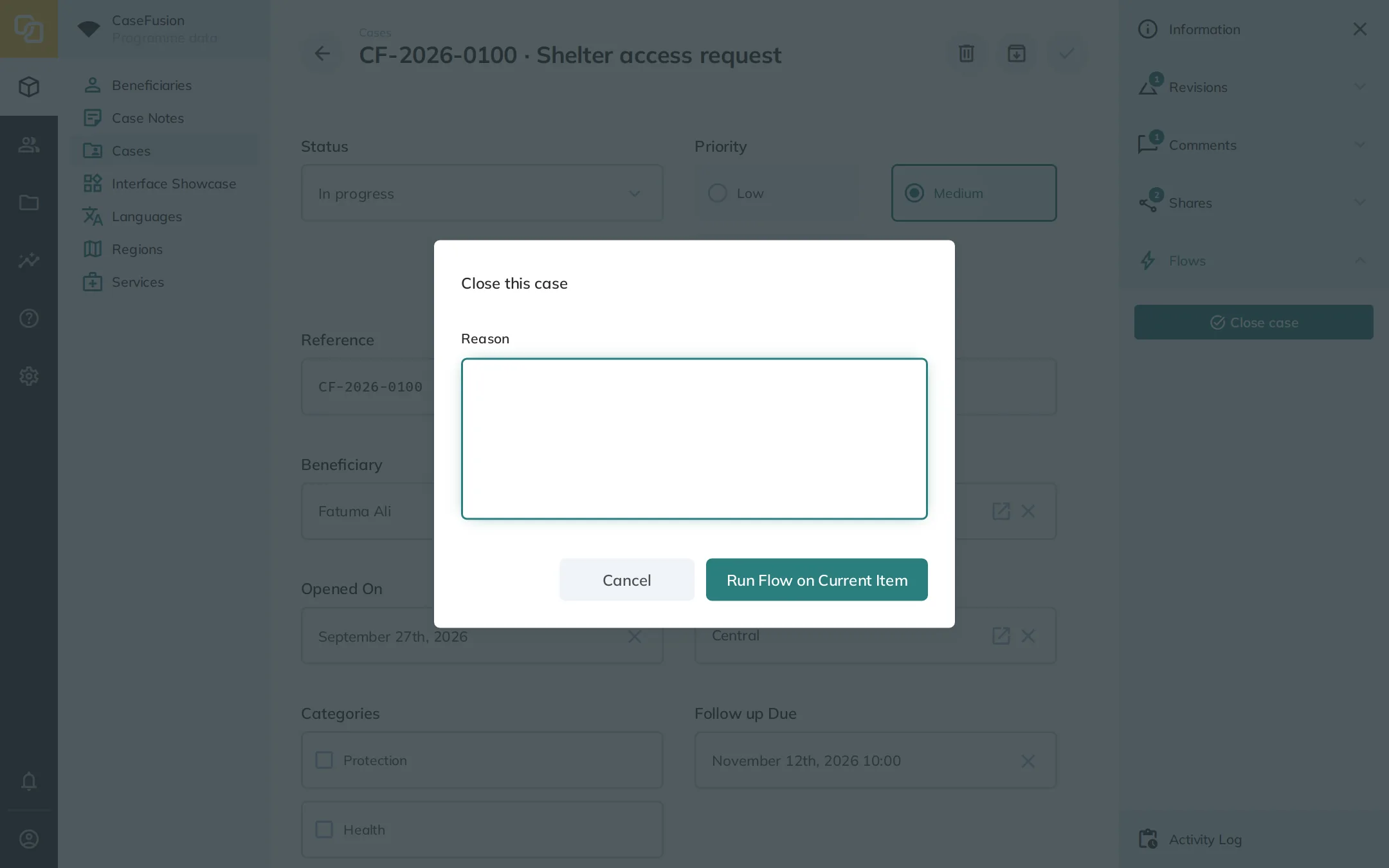 A modal is shown reading "Please provide alert information" with two text fields - one for text and one for content.