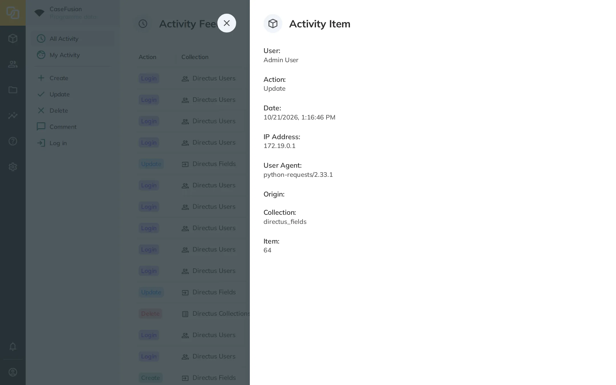Activity Log Default Fields