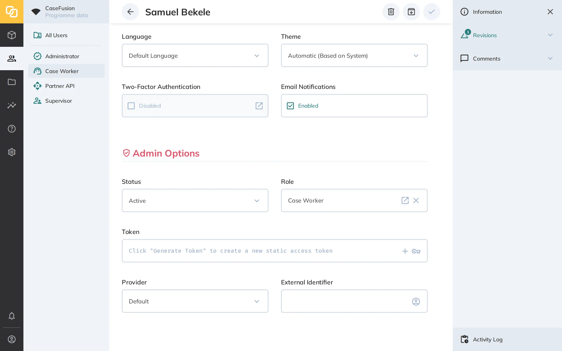 Admin Options