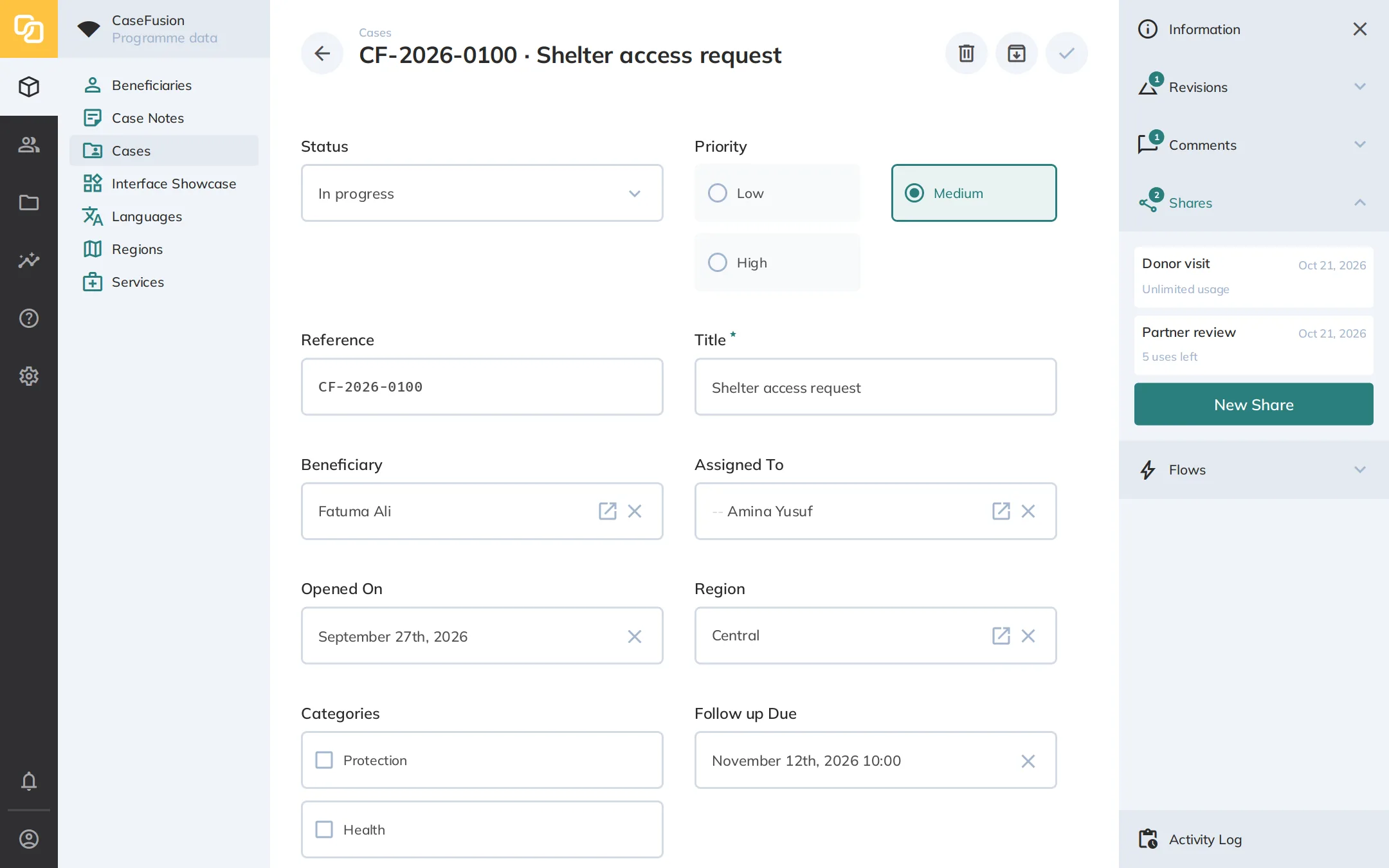 copy send edit delete shares menu
