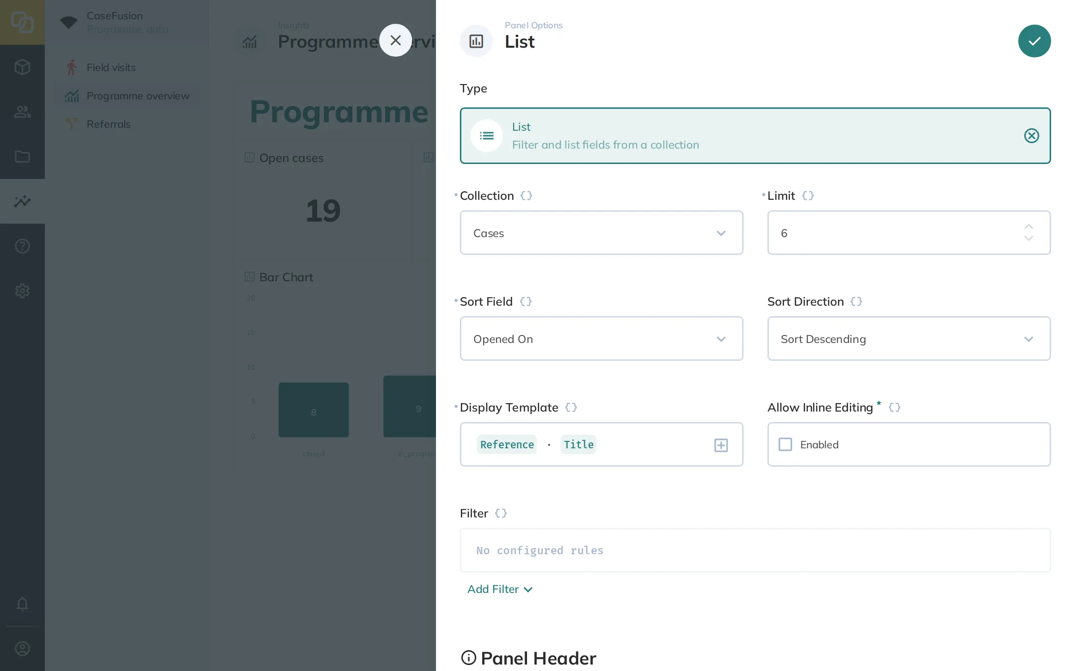 List Panel Options