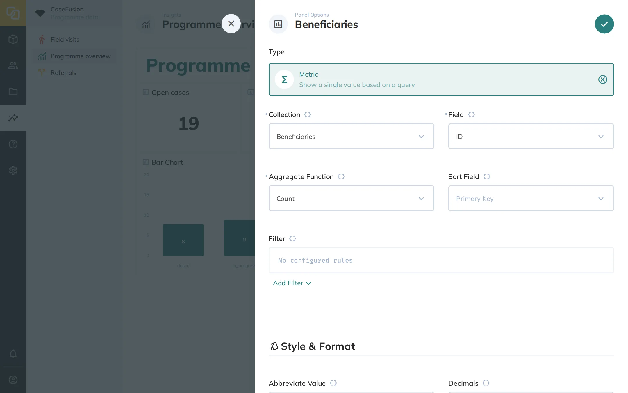 Metrics Panel Options