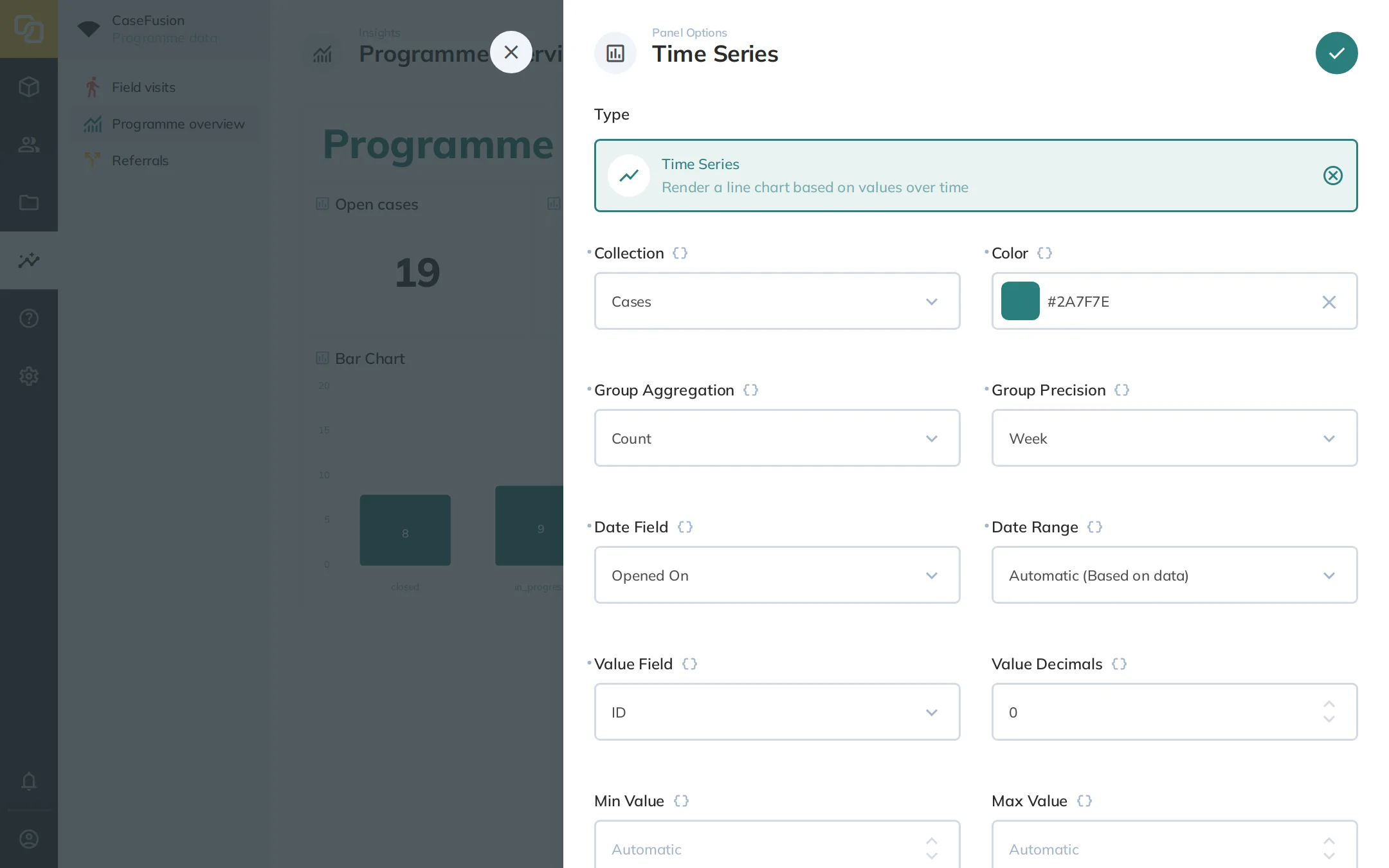 Time Series Panel Options