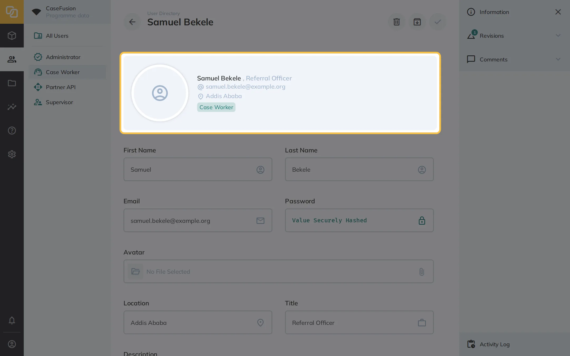 User Profile Sidebar Information