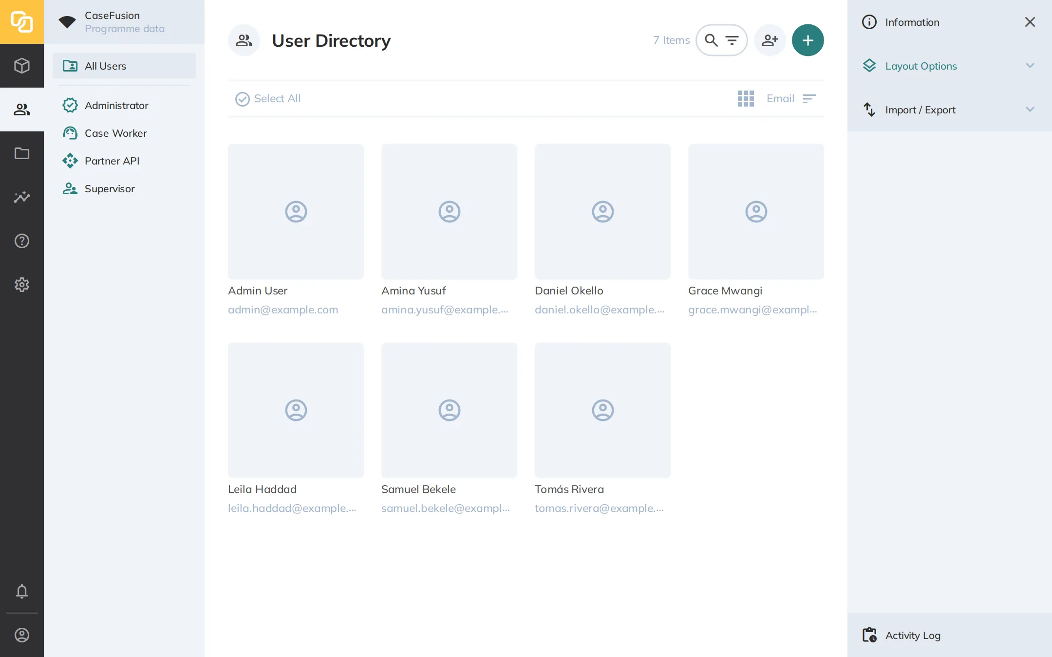 Users in the CaseFusion Data Studio